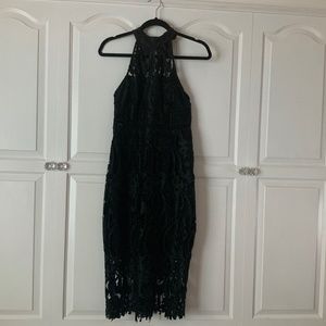 Black Lace sheath dress by Bardot